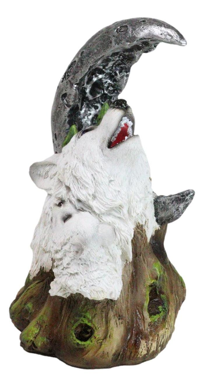 Ebros Gift Winter Pine Forest Howling Snow White Wolf Mother And Cub With LED Moon Figurine
