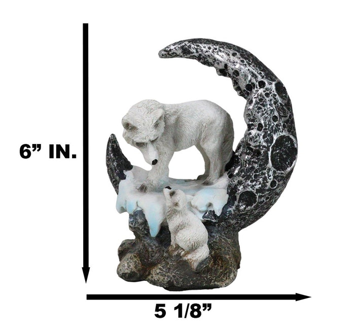 Ebros Gift Winter Snow White Wolf Mother With Pup By Snowy Crater Crescent Moon Figurine
