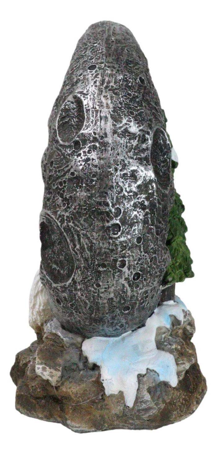 Ebros Gift Winter White Wolf Couple In Snow Pine Trees Scene With LED Crescent Moon Statue