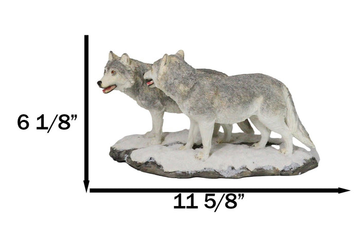 Ebros Gift Winter Woodlands Moon Twilight Romance Arctic Snow Wolf Couple Figurine 11.5"L