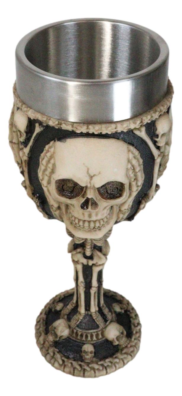 Ebros Gift Wisdom Of The Ages See Hear Speak No Evil Skeleton Skulls Wine Goblet Chalice