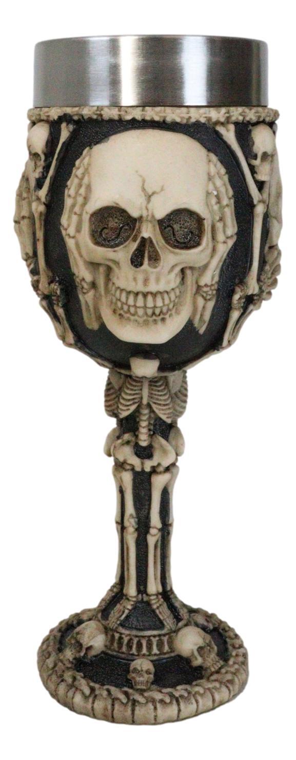 ebros gift Wisdom Of The Ages See Hear Speak No Evil Skeleton Skulls Wine Goblet Chalice
