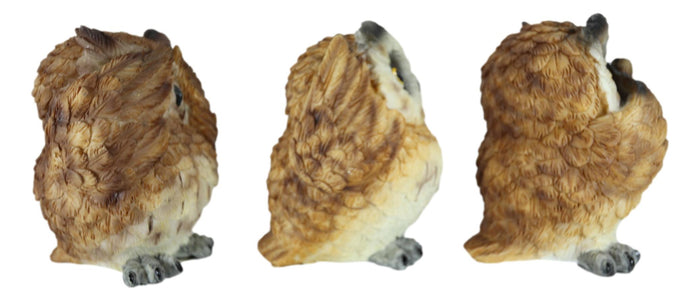Ebros Gift Wisdom Of The Forest See Hear Speak No Evil Great Horned Owls Figurine Set Owl