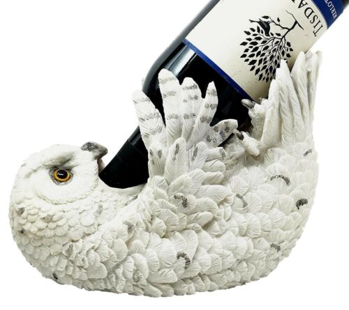 Ebros Gift Wisdom Of The Tundra Beautiful Mystical Snowy Owl Wine Bottle Holder Decor