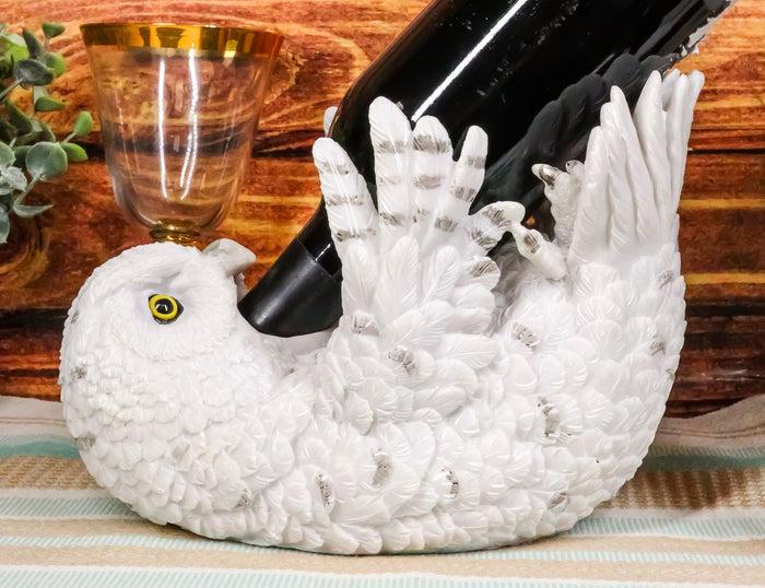 ebros gift Wisdom Of The Tundra Beautiful Mystical Snowy Owl Wine Bottle Holder Decor