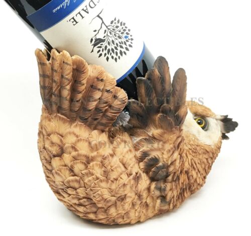 Ebros Gift Wisdom Of The Woods Enchanted Great Horned Tiger Owl Wine Bottle Holder Decor