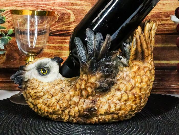 ebros gift Wisdom Of The Woods Enchanted Great Horned Tiger Owl Wine Bottle Holder Decor
