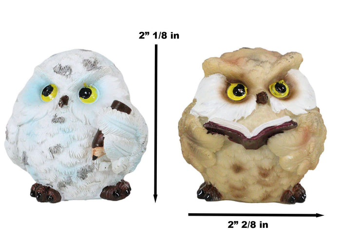 Ebros Gift Wise Academic Forest Snowy Owls & Chicks Figurine Set Small Collectibles