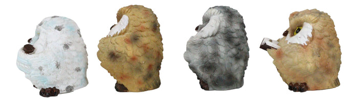 Ebros Gift Wise Academic Forest Snowy Owls & Chicks Figurine Set Small Collectibles