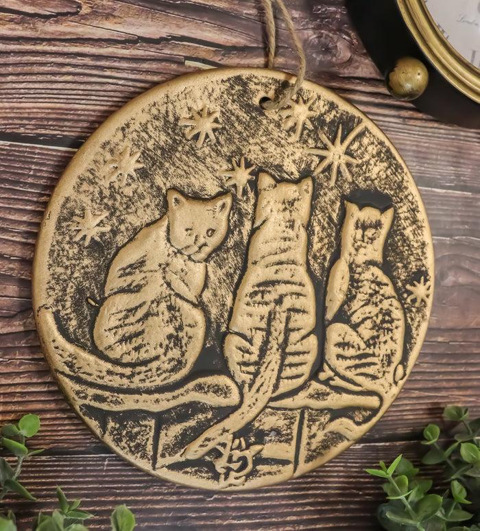 Ebros Gift Wish Upon A Star Witching Hour Triple Cats Magic Terracotta Medallion Wall Decor