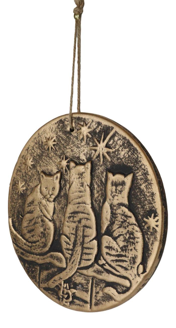 Ebros Gift Wish Upon A Star Witching Hour Triple Cats Magic Terracotta Medallion Wall Decor