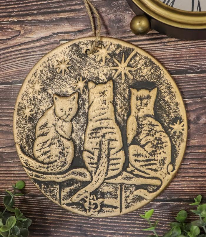 ebros gift Wish Upon A Star Witching Hour Triple Cats Magic Terracotta Medallion Wall Decor