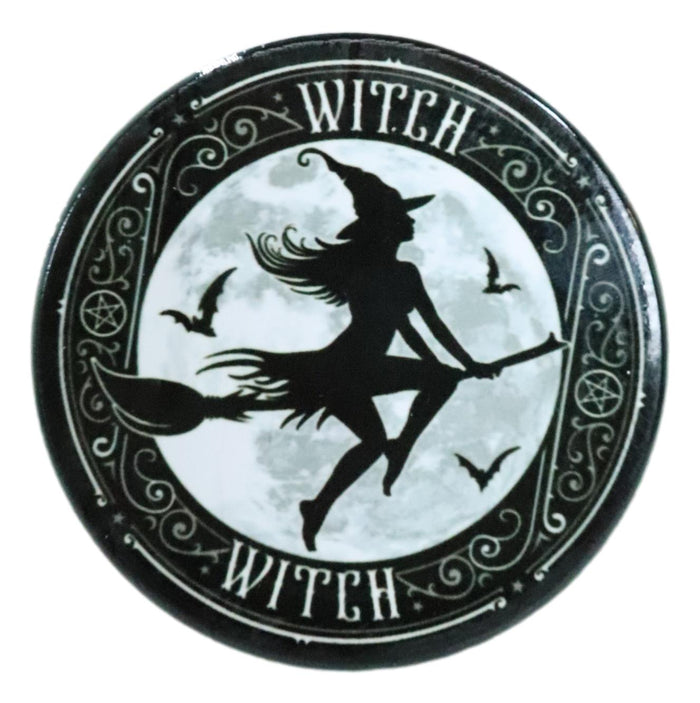 Ebros Gift Witch Flying On Magic Broomstick Ceramic Coaster Set Of 4 Tiles With Cork Backs