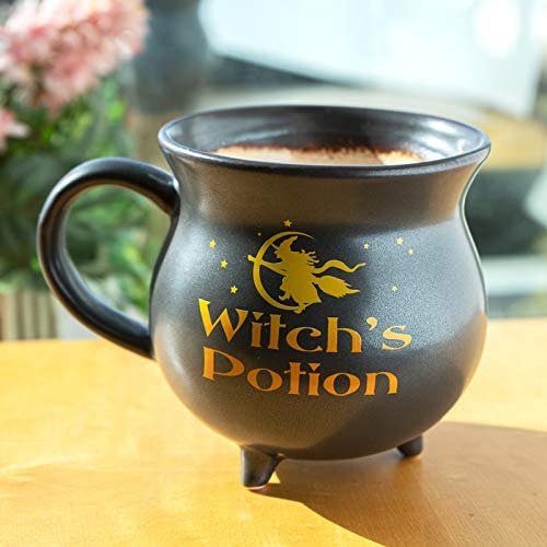 ebros gift Witch's Potion Cauldron Ceramic Porcelain Mug Bowl 32 Fl Oz