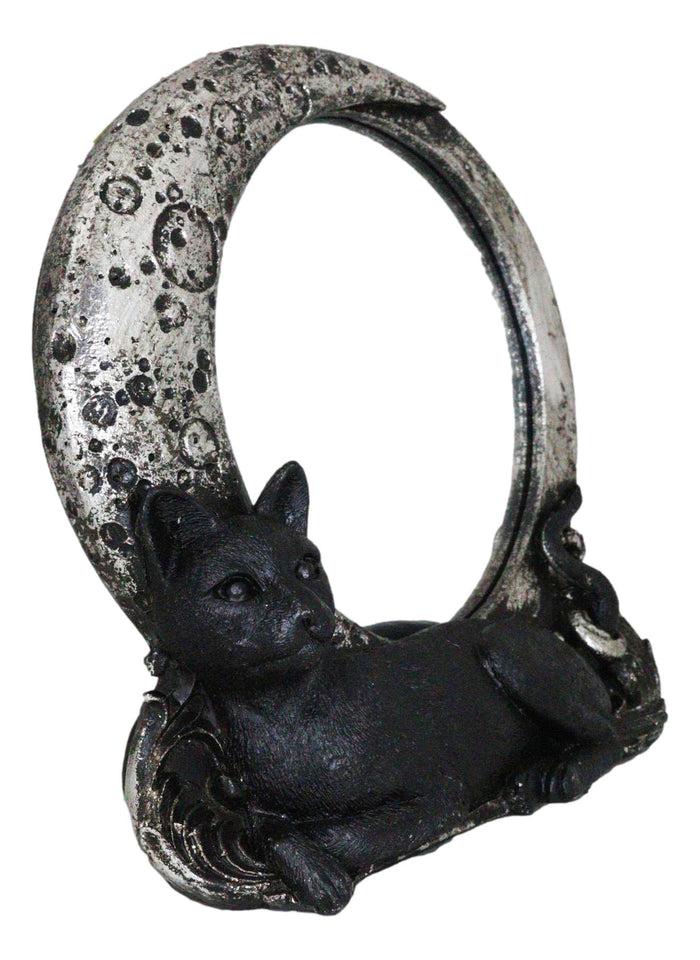 Ebros Gift Witchcraft Mystical Black Cat By Crescent Crater Moon Desktop Or Wall Mirror