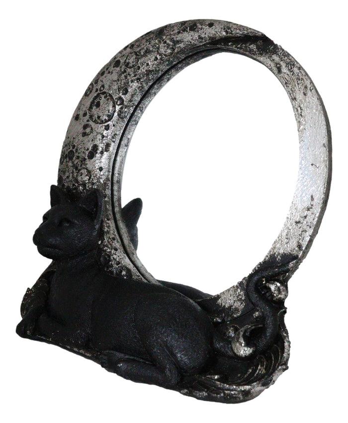 Ebros Gift Witchcraft Mystical Black Cat By Crescent Crater Moon Desktop Or Wall Mirror