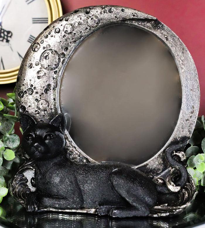 ebros gift Witchcraft Mystical Black Cat By Crescent Crater Moon Desktop Or Wall Mirror