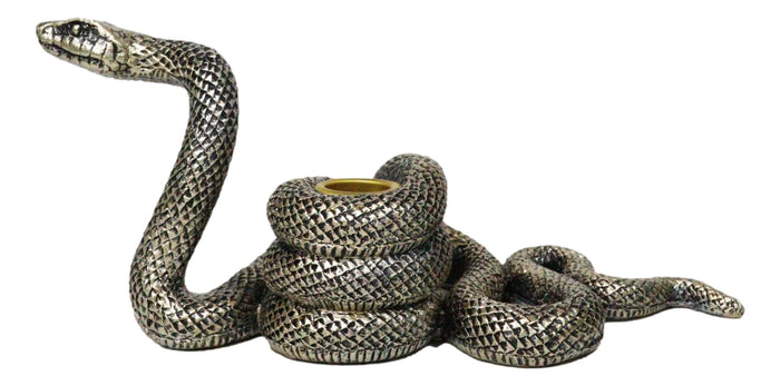 Ebros Gift Witchcraft Sorcery Dark Magic Coiled Serpent Snake Taper Candleholder Figurine