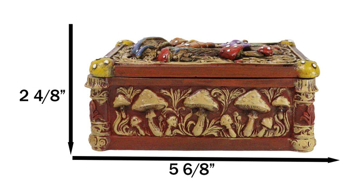 Ebros Gift Witchcraft Toadstool Mushrooms Forest Wicca Ornate Tarot Cards Trinket Box