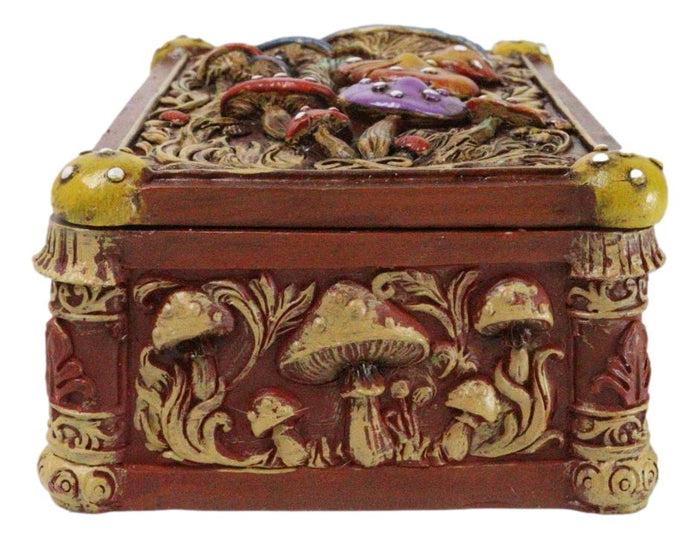 Ebros Gift Witchcraft Toadstool Mushrooms Forest Wicca Ornate Tarot Cards Trinket Box