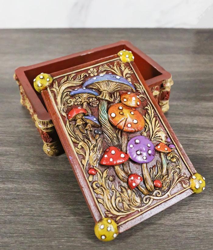 ebros gift Witchcraft Toadstool Mushrooms Forest Wicca Ornate Tarot Cards Trinket Box