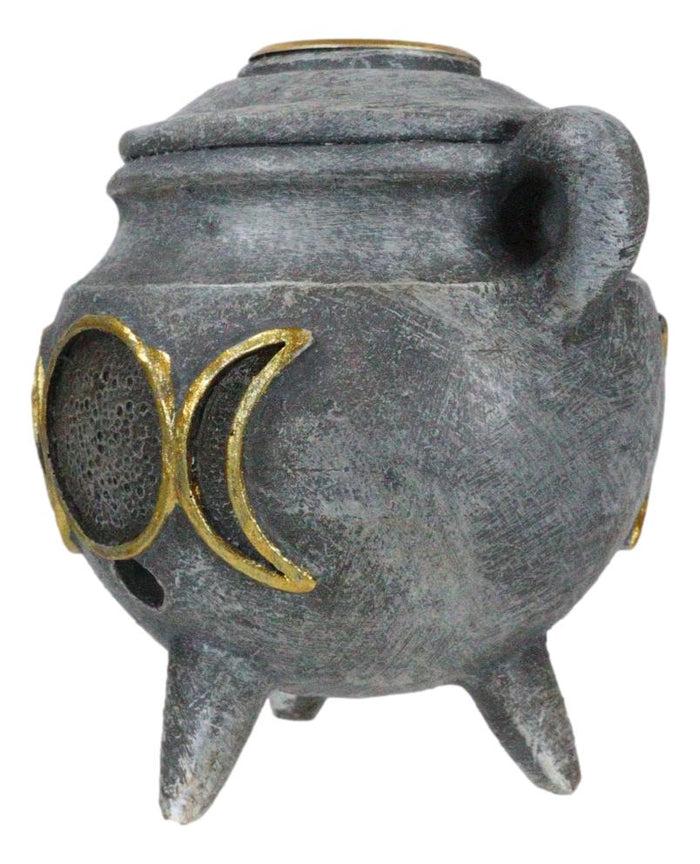 Ebros Gift Witchcraft Wicca Triple Moon Goddess Cauldron Backflow Incense Holder Figurine