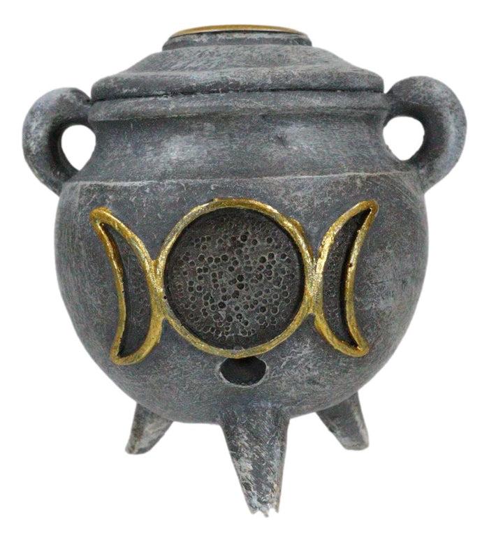 Ebros Gift Witchcraft Wicca Triple Moon Goddess Cauldron Backflow Incense Holder Figurine