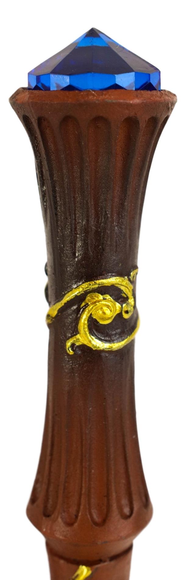 Ebros Gift Witches Wizards Faux Wood Fantasy Cosplay Blue Rhinestone Gem Magic Wand Prop