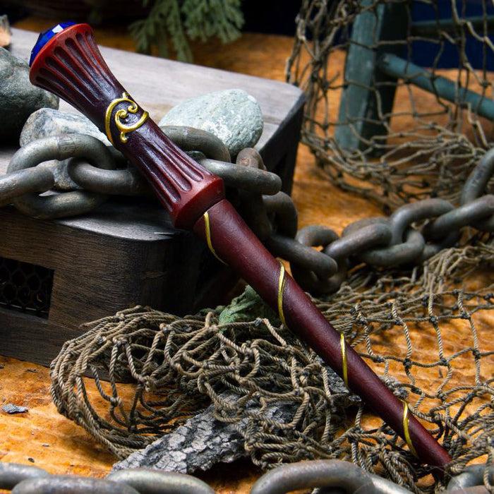 ebros gift Witches Wizards Faux Wood Fantasy Cosplay Blue Rhinestone Gem Magic Wand Prop