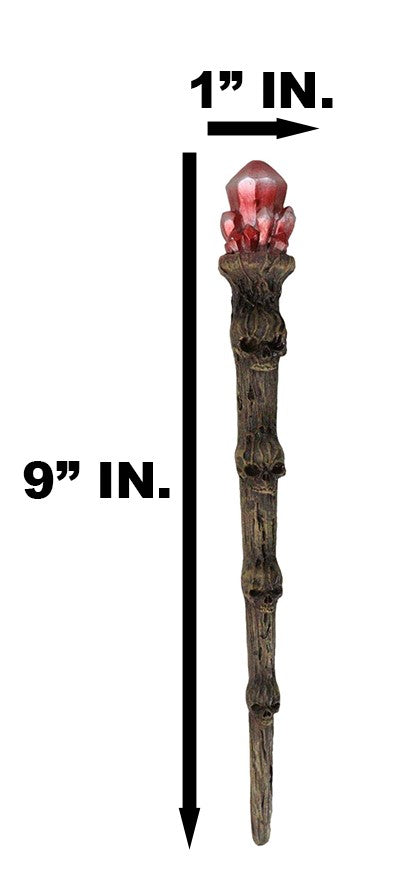 Ebros Gift Wizard Red Crystal Tree Ent Skulls Cosplay Wand 9.5" Accessory Fantasy Decor