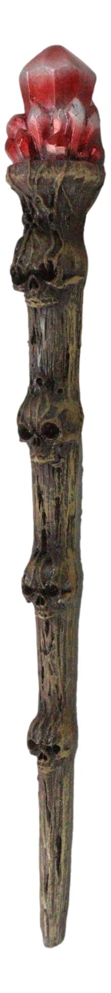 ebros gift Wizard Red Crystal Tree Ent Skulls Cosplay Wand 9.5" Accessory Fantasy Decor