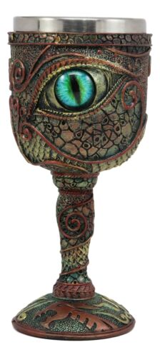 Ebros Gift Wizard's Alchemy Eye Of The Dragon Wine Goblet Chalice 7oz Sauron Decor Figurine