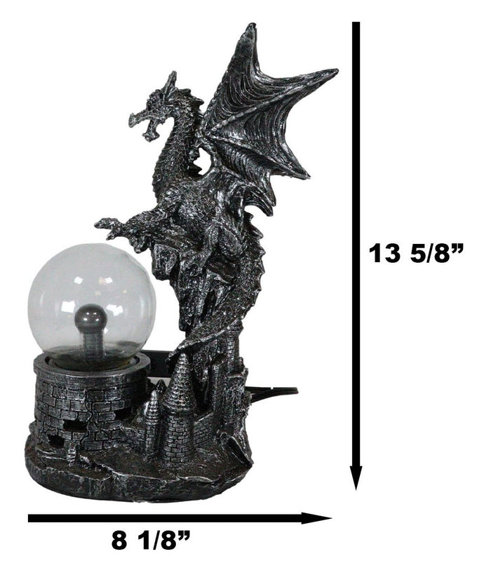 Ebros Gift Wizards Dungeons And Dragons Saurian Dragon Electric Plasma Ball Lamp Statue