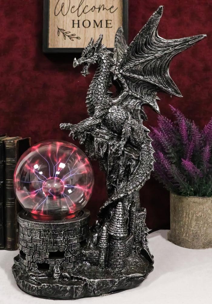 ebros gift Wizards Dungeons and Dragons Saurian Dragon Electric Plasma Ball Lamp Statue