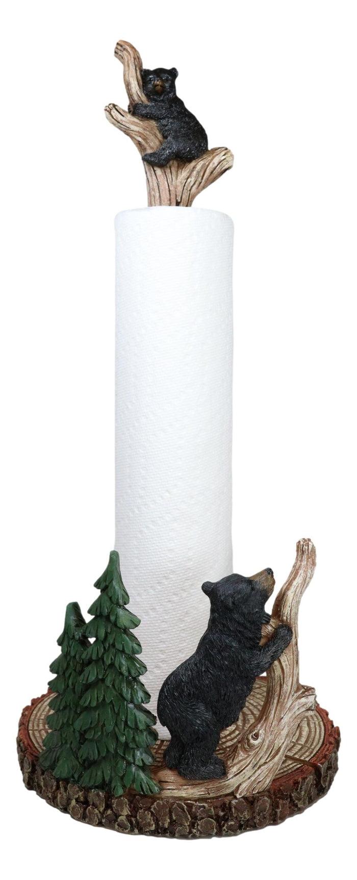 Ebros Gift Woodland Black Bear Cubs Climbing On Tree In Pine Forest Paper Towel Holder