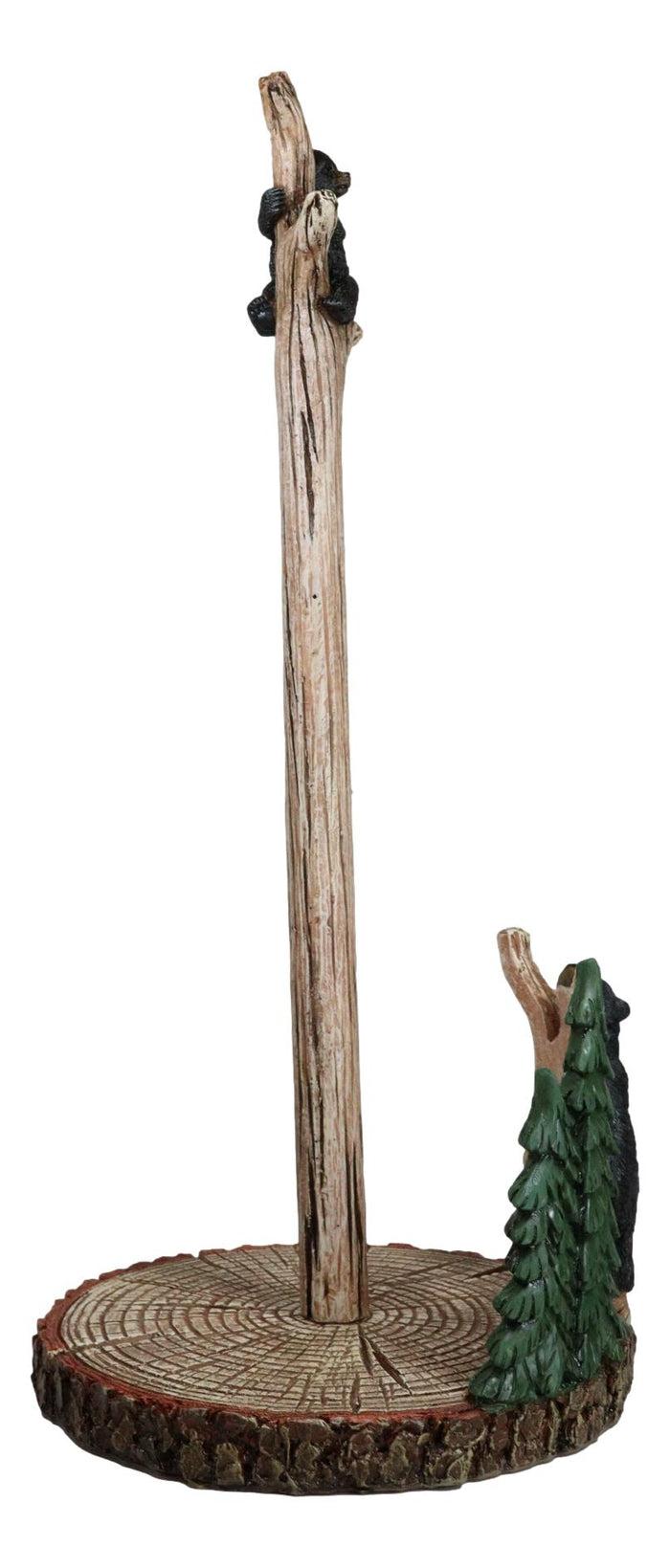 Ebros Gift Woodland Black Bear Cubs Climbing On Tree In Pine Forest Paper Towel Holder