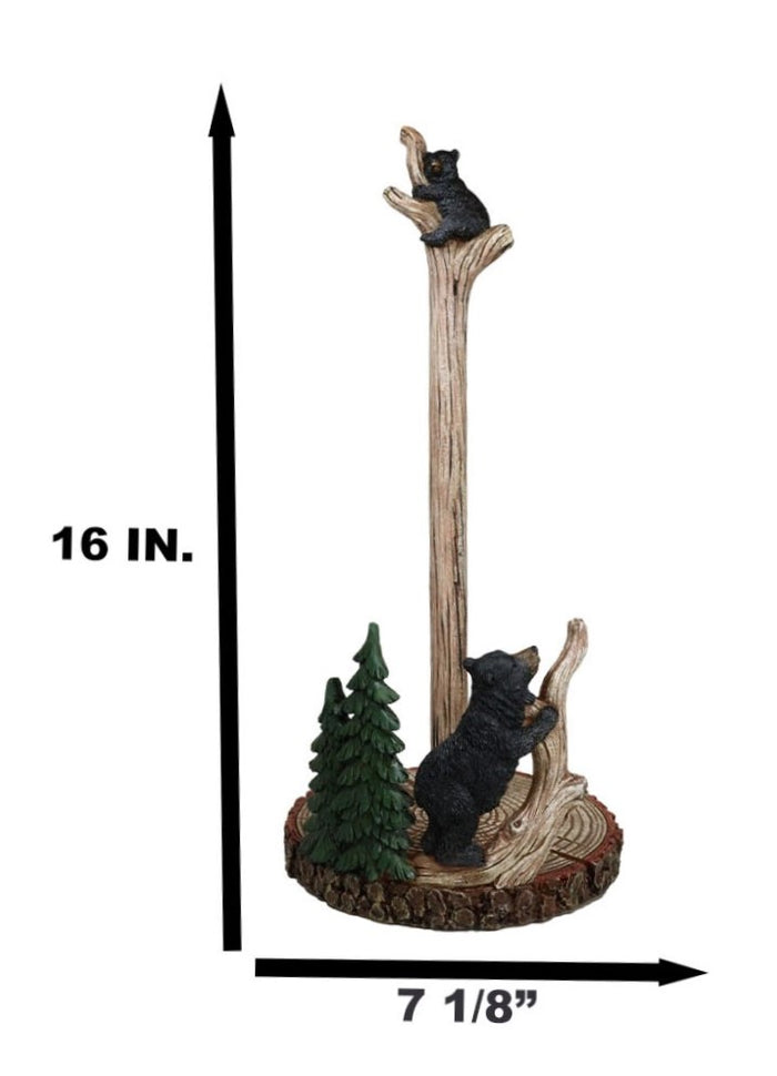 Ebros Gift Woodland Black Bear Cubs Climbing On Tree In Pine Forest Paper Towel Holder