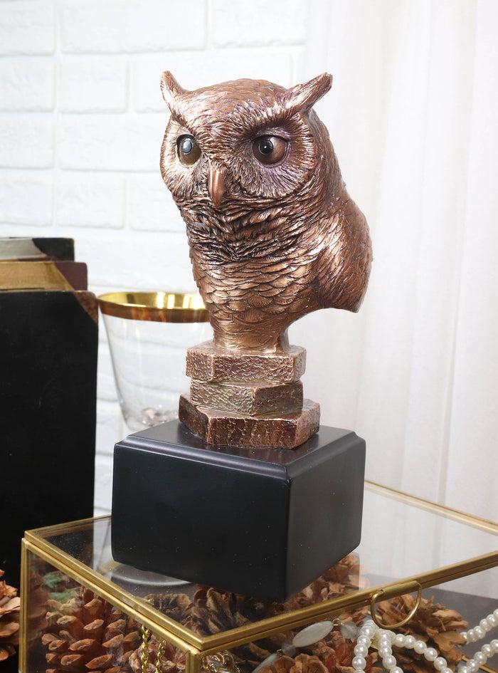 ebros gift Woodland Nocturnal Bird Hunter Long Eared Owl Bust Electroplated Figurine Bird