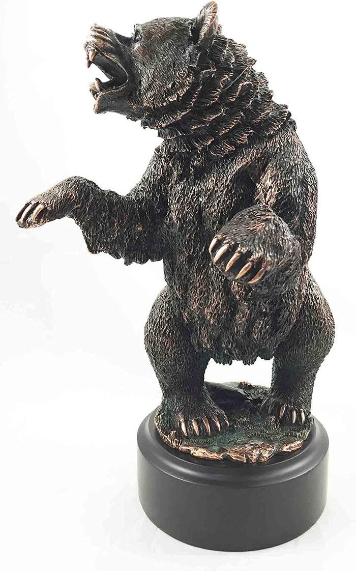 Ebros Gift Woodlands Large Standing Grizzly Bear Roaring Bronze Electroplated Figurine