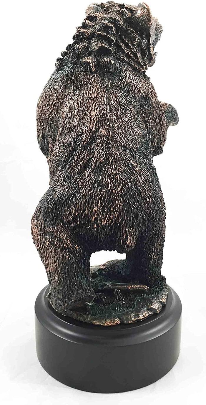 Ebros Gift Woodlands Large Standing Grizzly Bear Roaring Bronze Electroplated Figurine
