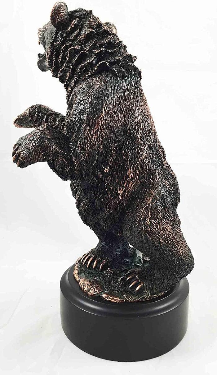 Ebros Gift Woodlands Large Standing Grizzly Bear Roaring Bronze Electroplated Figurine