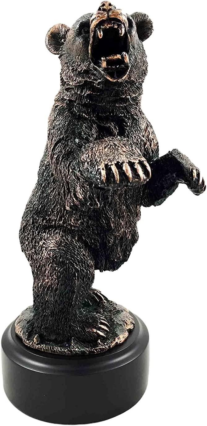 ebros gift Woodlands Large Standing Grizzly Bear Roaring Bronze Electroplated Figurine