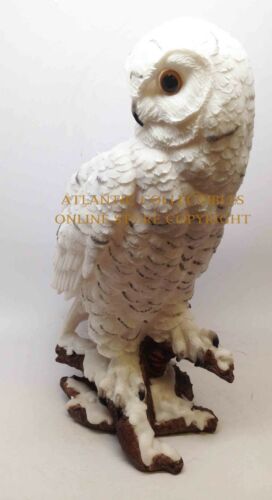 Ebros Gift Woodlands Night Watch White Snow Owls Perching On Tree Branch Figurine Set Of 2