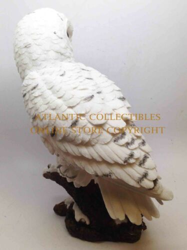 Ebros Gift Woodlands Night Watch White Snow Owls Perching On Tree Branch Figurine Set Of 2