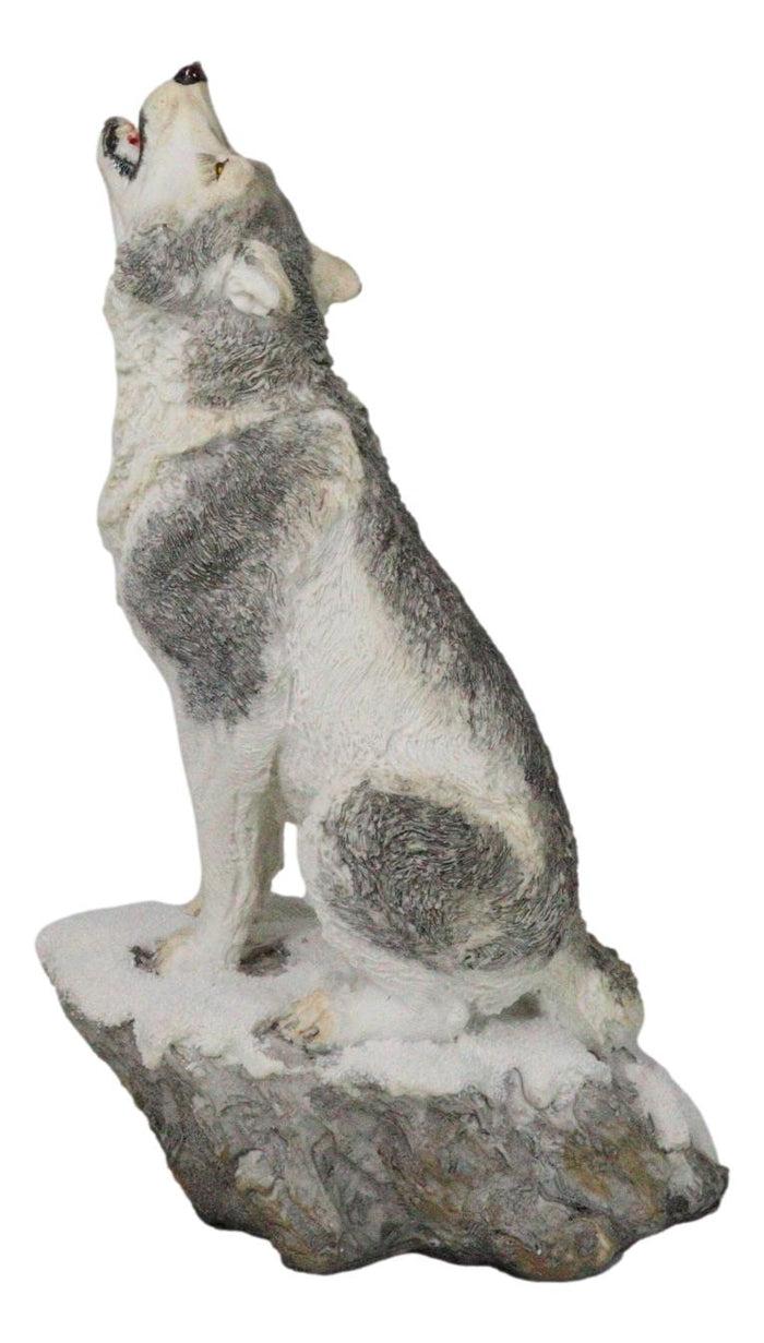 Ebros Gift Woodlands Wildlife Mystical Alpha Snow Arctic Wolf Howling At The Moon Figurine