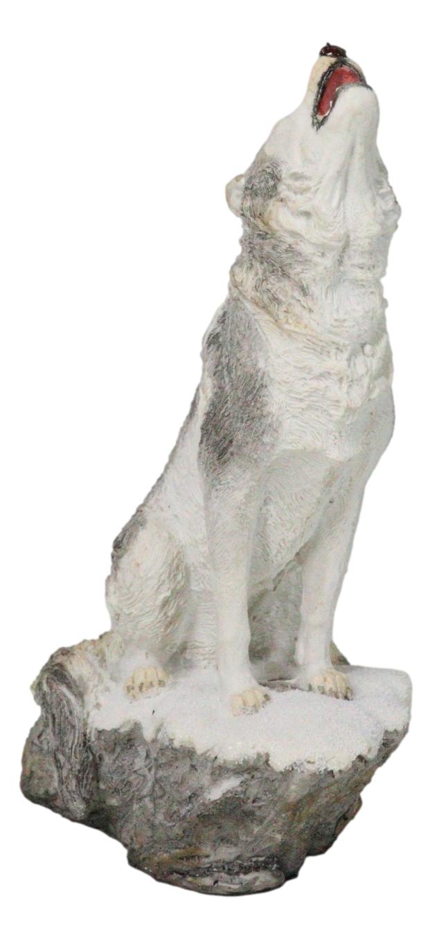 Ebros Gift Woodlands Wildlife Mystical Alpha Snow Arctic Wolf Howling At The Moon Figurine