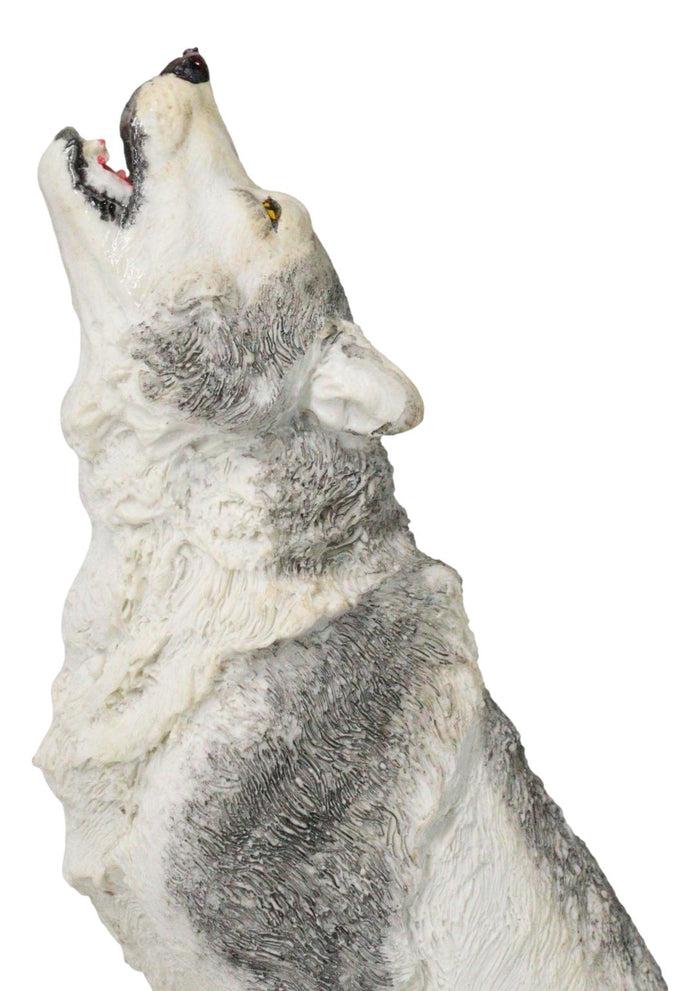Ebros Gift Woodlands Wildlife Mystical Alpha Snow Arctic Wolf Howling At The Moon Figurine
