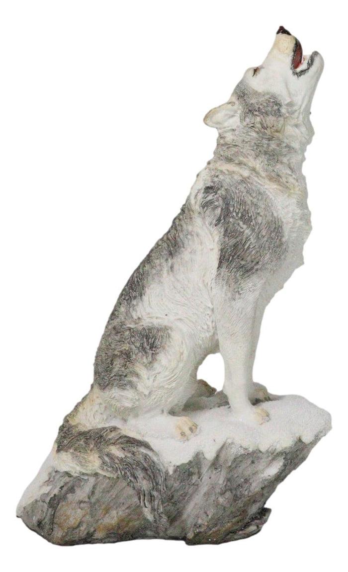 ebros gift Woodlands Wildlife Mystical Alpha Snow Arctic Wolf Howling At The Moon Figurine