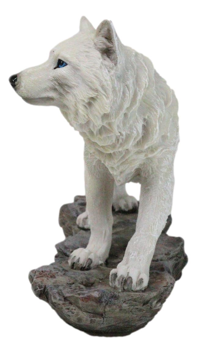 Ebros Gift Woodlands Winter Hunter Tundra Snow White Albino Wolf On The Prowl Figurine