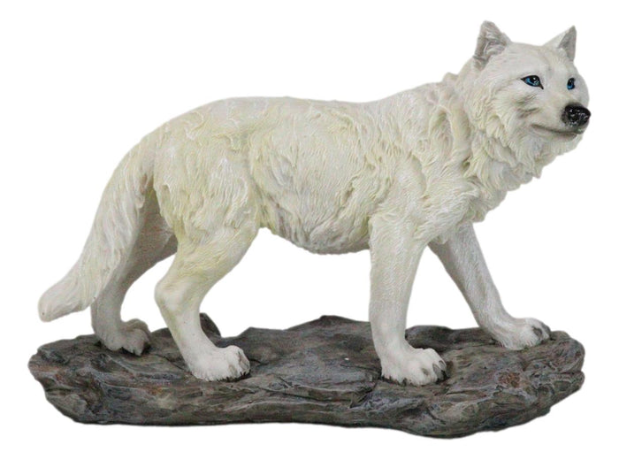 Ebros Gift Woodlands Winter Hunter Tundra Snow White Albino Wolf On The Prowl Figurine